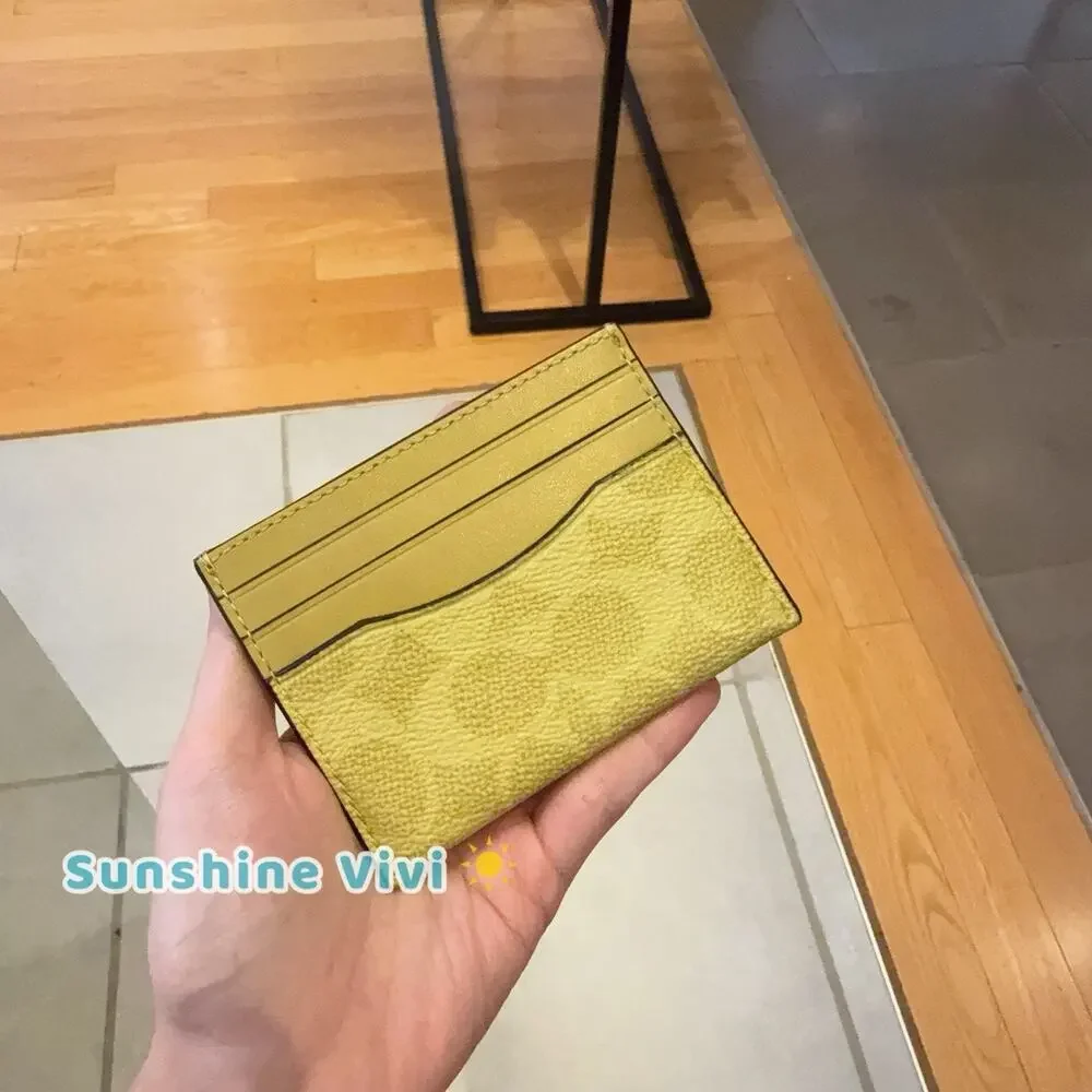 NWT Coach Slim Id Card Case In Signature Canvas CW366 light Citron